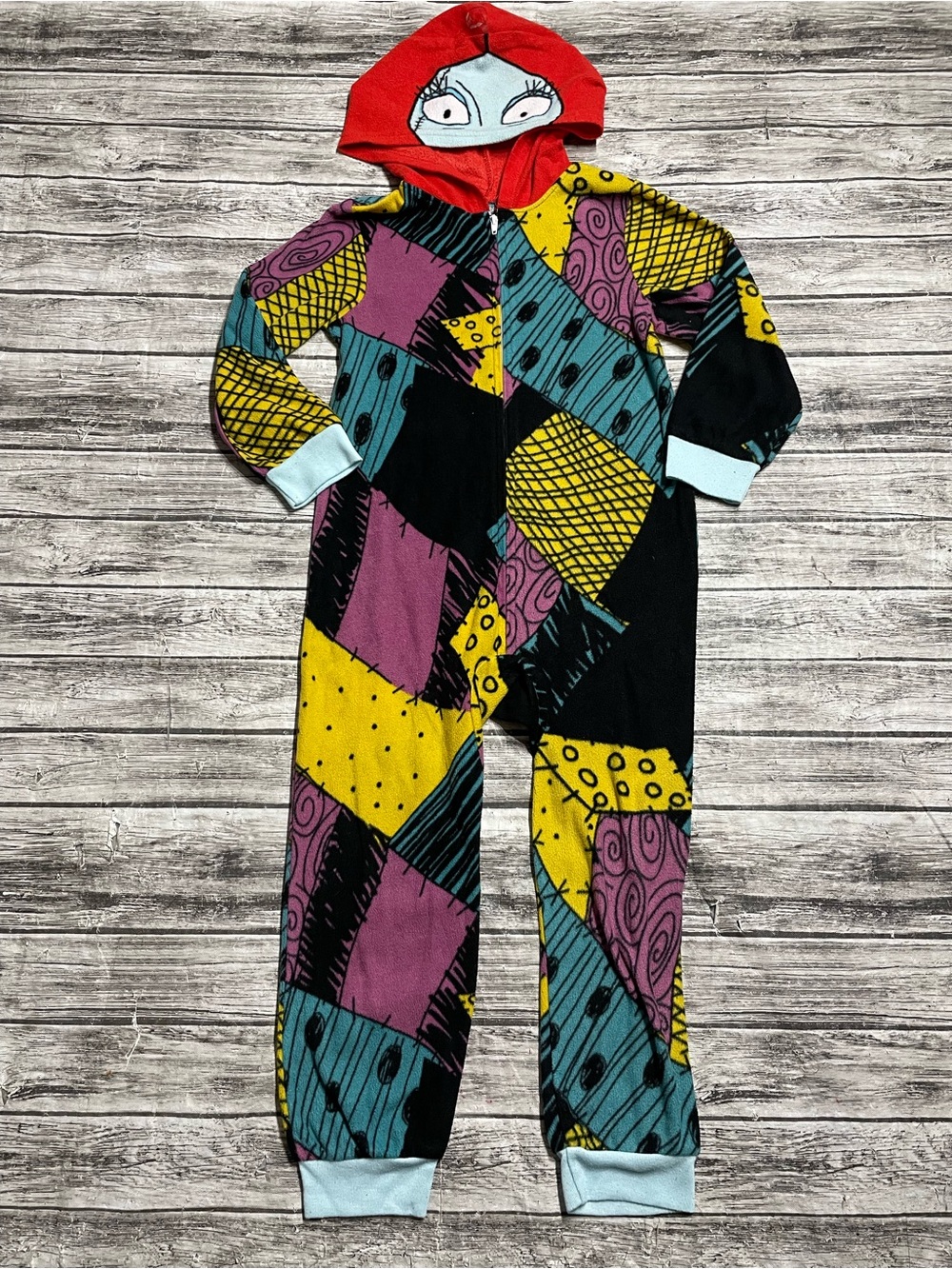 Youth XS 4/5 Disney Nightmare Before Christmas Sally One Piece Hooded Sleeper Pa